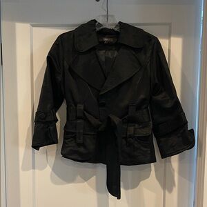 Silence + Noise Black Satin Trench Coat